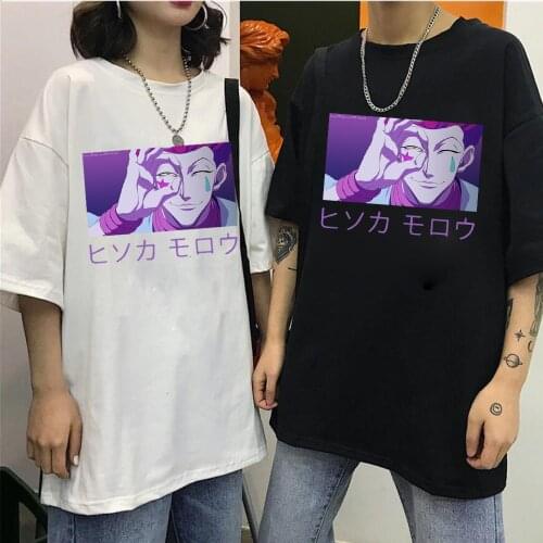 Anime Hisoka Printed T-shirt Hunter X Hunter Shirt Short Sleeve Japanese Anime Funny Shirt