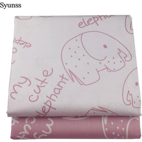 Syunss Pink Elephant Printed Twill Cotton Fabric DIY Handmade Sewing Patchwork Baby Cloth Bedding Textile Quilting Tilda Tissus