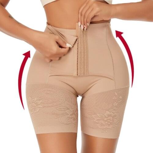 Womens Waist Trainer Shapewear High Waist Butt Lifter Tummy Control Panties Thigh Slimmer Body Shaper Boyshort with Hooks & Eyes
