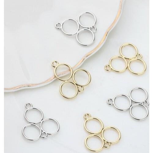 Golden Silver Zinc Alloy Circle Rings Splicing Connectors Charms 10pcs/lot 20*23mm For DIY Jewelry Earring Making Accessories