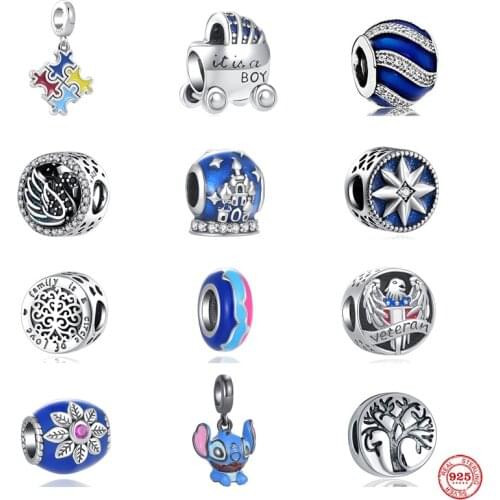 Hot Selling 925 Sterling Silver Black Swan Bead Blue Charm Pendant Suitable For Original Pandora Bracelet Lady Fashion Jewelry