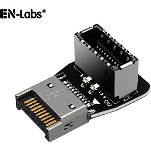 Motherboard USB 3.1 Type-E 20Pin Header 90 Degree Angled Elbow Adapter for USB-C 10G 20G Port Front Panel Rear Bracket Cable