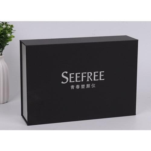 Matte Lamination Gift Box lid and base rigid paper custom packaging with black foam insert and postcard ---XP0561