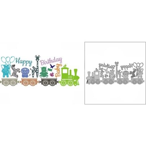 New Birthday Party Animal Train Toy 2020 Metal Cutting Dies for DIY Scrapbooking and Card Making Decor Embossing Craft No Stamps