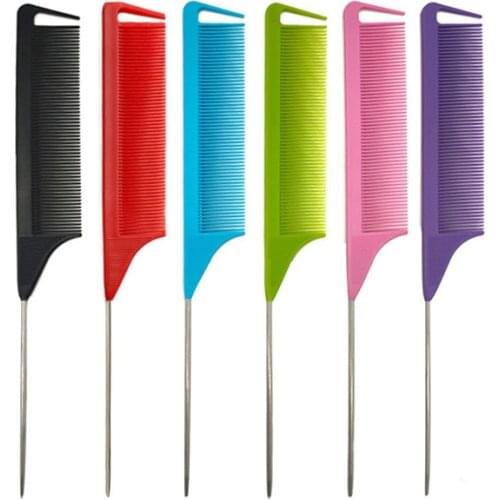 Hot Fashion Black Fine-tooth Comb Metal Pin Anti-static Hair Style Rat Tail Comb Pro Salon Hair Styling Beauty Tools