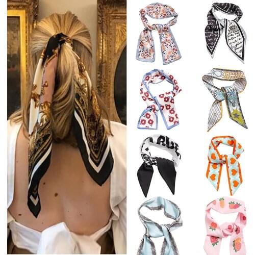 Fashion Pearl Handkerchief Silk Scarves Women Satin Scarf Female Chiffon Wrap Hair Heads Scarves Bandanna For Ladies Dropship