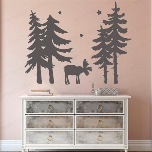 Cartoon Tree Elk Wall Stickers Christmas Wallpaper Vinyl Removable Room Decoration For Boys Bedroom Decals Mural Poster WL177