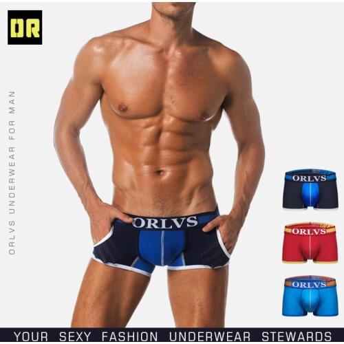 ORLVS Brand Men Underwear Gay Boxershorts Male Underpants Penis Pouch Breathable Comfortable Underwear Nylon Men Boxershort