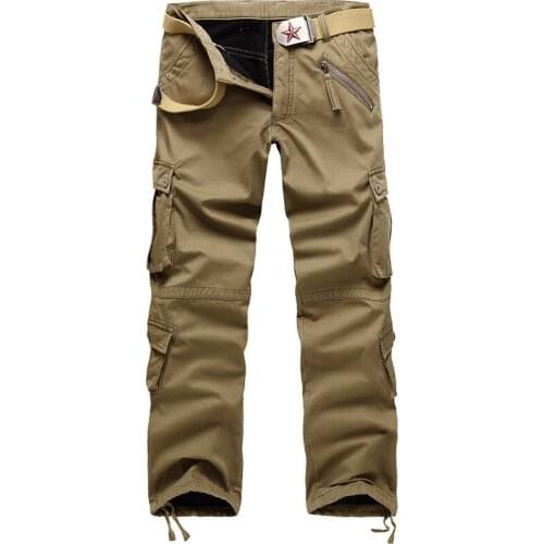 Mens Winter Pants Thick Warm Cargo Pants Casual Fleece Pockets Fur Trouser Plus Size 38 40 Fashion Loose Baggy Jogger Male