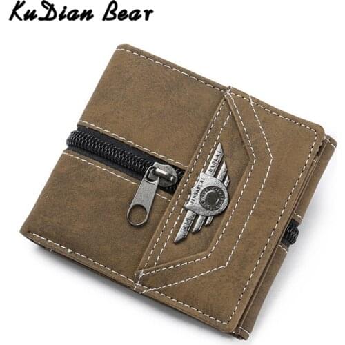 KUDIAN BEAR Canvas Men Wallet With Coin Pocket Trifold Luxury Brand Credit Card Holder Long Carteira Masculina BID175 PM49