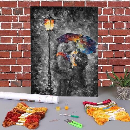 Kiss In The Dark Pre-Printed 11CT Cross-Stitch Set Embroidery DMC Threads Handiwork Craft Hobby Handmade Counted Room Stamped