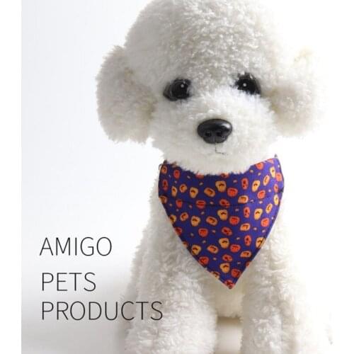 2 Pcs-set Halloween Pet Bandana Washable Cat Dog Collar Cute Pet Kerchief Triangle Bibs Scarf Set Suits for All Sized Dogs