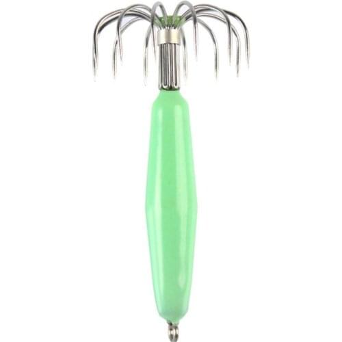 Stainless Steel Luminous Squid Hooks Fishing Tackle Lures Squid Jigs Hook 12 Pin