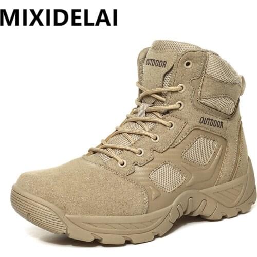 2021 New Military Tactical Mens Boots Special Force Leather Desert Boots Combat Waterproof Ankle Boot Army Mens Shoes Size 47