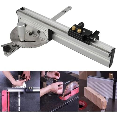 Woodworking Table Saw 1Set Miter Gauge and 450mm Fence Set with Track Stop Sawing Assembly Aluminium Alloy Ruler Woodwork Tools
