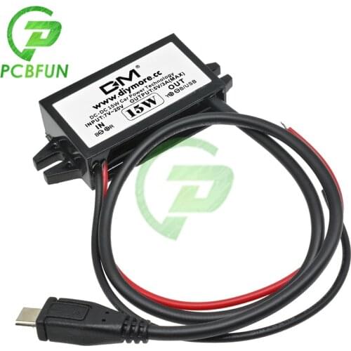 12V to 5V 3A 15W DC-DC Step Down Buck Converter Power Supply Module for Car Male USB Adapter Micro USB Adapter for Car Charger