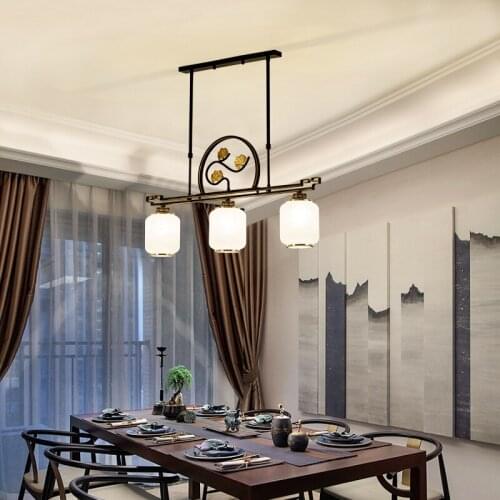 Simple Modern Restaurant Chandelier Three-Head Lamp in the Living Room Chinese Style Creative Iron Lamp Zen Dining Room Lamp