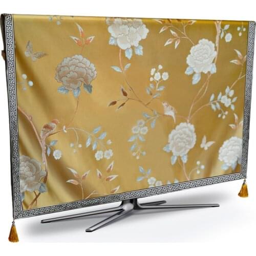 TV Dust Cover Luxury Flower Weatherproof Dust-proof Protect LCD LED Plasma Television Tissue Table Runner Cloth Cushion Cover