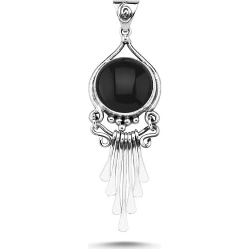 Silverlina Silver Onyx Stone Handwork Pendant