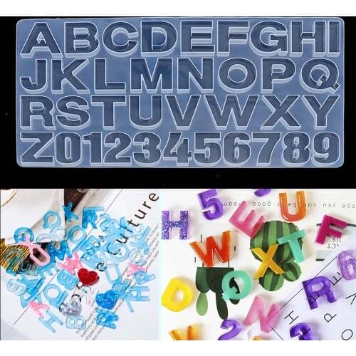 DIY Handmade crystal glue Epoxy Resin mold whole board digital letter Jewelry Making decoration letter silicone mold For Resin
