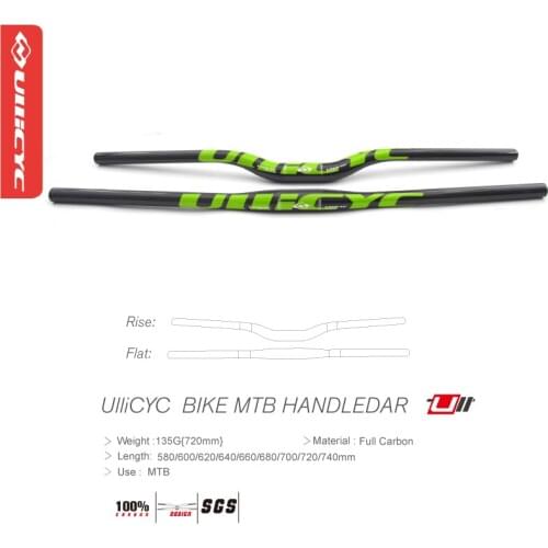 Ullicyc MTB Carbon Fiber Bicycle Handlebar Flat/Rise Handlebar Mountain Bike parts 31.8*580/600/620/640/660/680/700/720/740mm