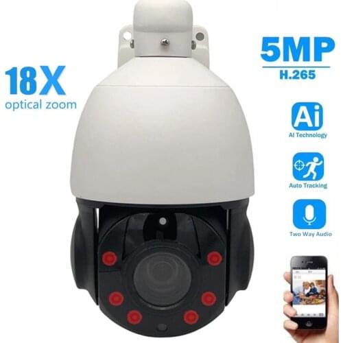 1080P Intelligent Human Auto Tracking High Speed Dome Camera 2MP/5MP 18X Zoom Security IP Camera PTZ Mic Speaker Two-Way Audio