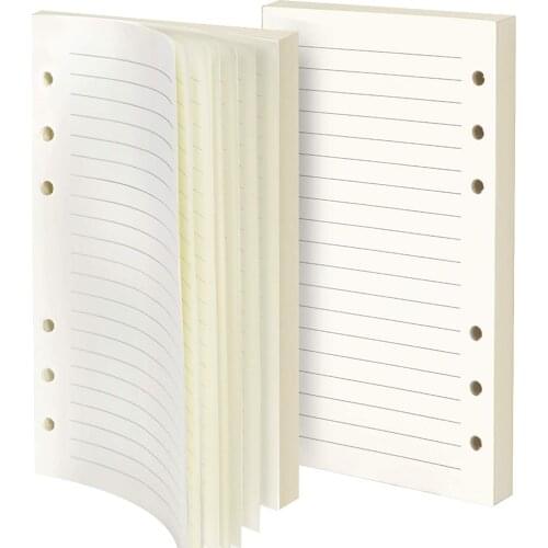 A6 Journal Refills Lined Paper 6-Holes Inserts 80 Sheets (160 Pages) for 6 Ring Refillable Journals Notebooks