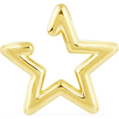 SLJEL Fashion 925 Sterling Silver Yellow Gold Color Single Star Ear Bone Cuff No Zircon Sliding Geometric Clip Earring for Women