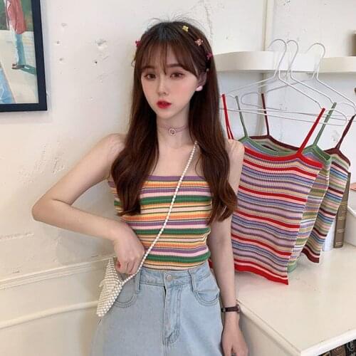 Women Corset Tops Summer Stripes Knitwear Camisole Womens Top Tank Camis Crop Top For Women