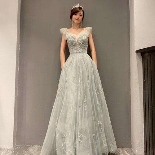 High celebrity Tulle wedding Flora A-line evening dresses 2021 New style Formal dress Occasion Cocktail party Light luxury