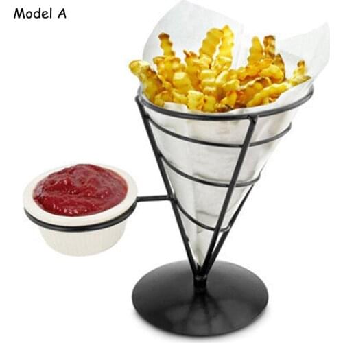 Fries Holder Snacks Frame Filter Basket Iron Tray Potato Chips French Fries Basket Fried Chicken French Fries Cup Cutlery 1pcs