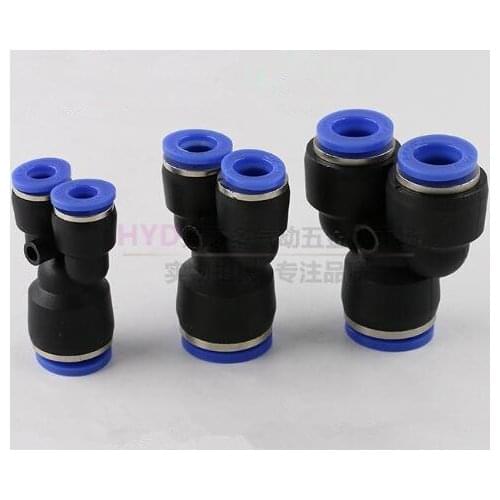 10pcs Tube O/D 4mm-12mm Different Diameters Plastic Y Style Three Way Push In Fittings Pneumatic Connectors For Tube Hose