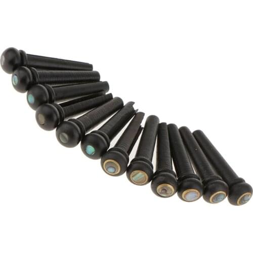 12pcs Ebony Guitar Bridge Bridge Pins for Ukulele, Electric Guitar, Bass