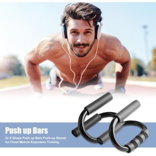 2pcs Black Color S-Shaped Push up Bars Non-slip Practical Push-up Stands for Chest Muscle Expansion Fitness Training Accessories