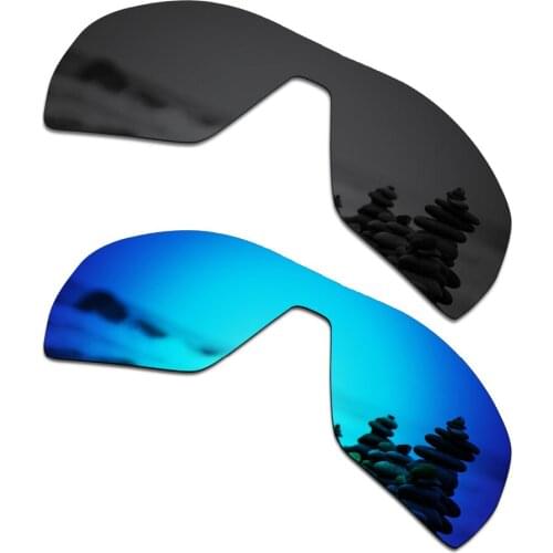 SmartVLT 2 Pieces Polarized Sunglasses Replacement Lenses for Oakley Offshoot Stealth Black and Ice Blue