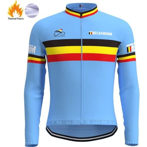 2013 Racing Belgium Team Man Retro Cycling Jersey Fleece Long Sleeves Clothing winter Mtb Bike Triathlon maillot ciclismo hombre