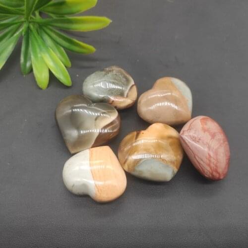 3pcs Natural Ocean Jasper Heart-shaped Sea Agate Heart Gemstones Decoration Lucky Gemstones