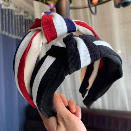 30pcs/lot DIY Simple Multi Fabrics Stripe Head Band Retro Tie Knot Bowknot HeadBands Hair Styling Tools Accessory HA1236