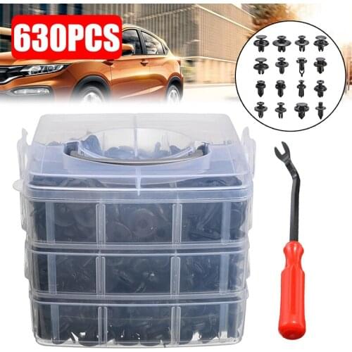 630pcs Mixed Fastener Clips Car Fasteners Door Trim Panel Auto Bumper Rivet Retainer Push Engine Cover Fender with Screwdriver