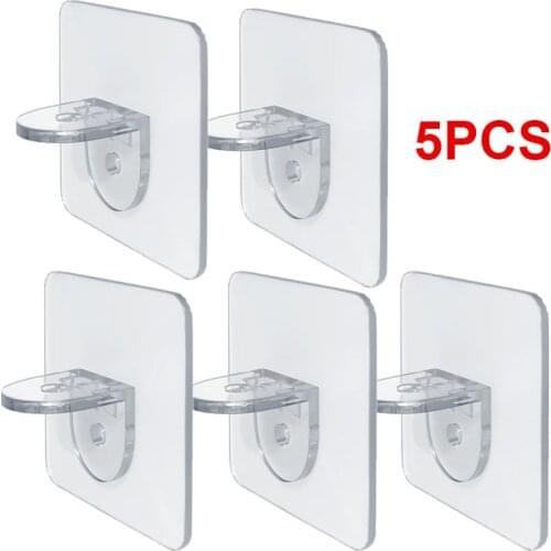 7*7cm Clapboard Hook Punch-free Layered Partition Bracket Support Shelf Support Paste Screw Hook Clapboard Stickers Wall Mounted