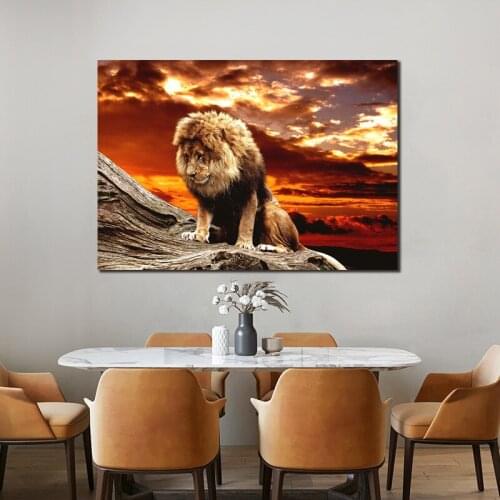 African Lion Sky Dark Posters And Prints Animals Canvas Painting Wall Art for Living Room Home Decor Big Size HD Pictures