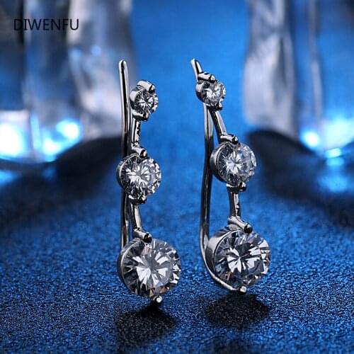 Diamond S925 Sterling Silver Earrings for Women Fashion Office/career Round Fine Jewelry Diamond Luxury Wedding Earrings Women