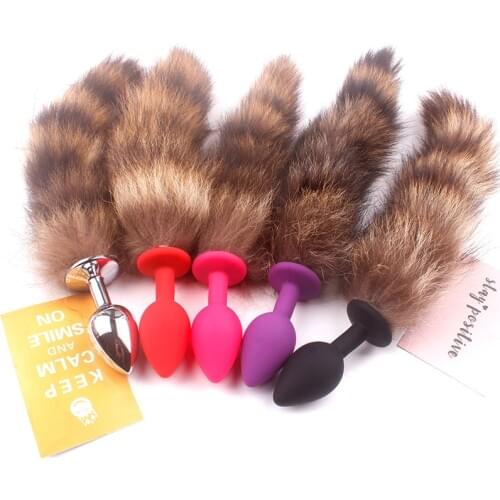 1 Pcs Anal Plug With Silicone Black Fox Tail Smooth Anal Plug for Woman And Men Sexy Butt Plug Adult SM Sex Toy Adult Products