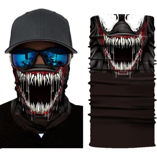 3D Venom Skull Bandana Motorcycle Face Mask Motorbike Headwear Magic Scarf Cycling Neck Shield Mask Cycling Bandanas Headband