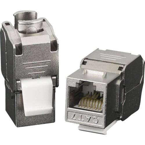 Toolless RJ45 Keystone Cat7 Cat6A Shielded FTP Zinc Alloy Module 10GB Network Keystone Jack Connector Adapter cat7 rj45