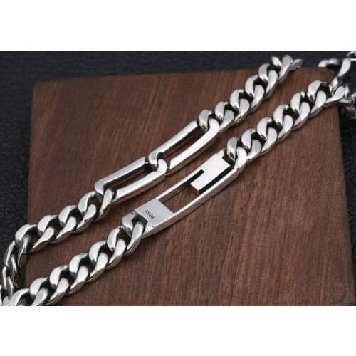 Mens Solid 925 Sterling Silver Bracelet Curb chain Link Chain women Jewelry A4662