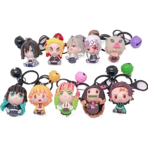 10 Pcs /set Anime Demon Slayer Kimetsu No Yaiba Keychain Kamado Tanjirou Jewelry Brelok Gift Acrylic Key Cute Funny Cartoon