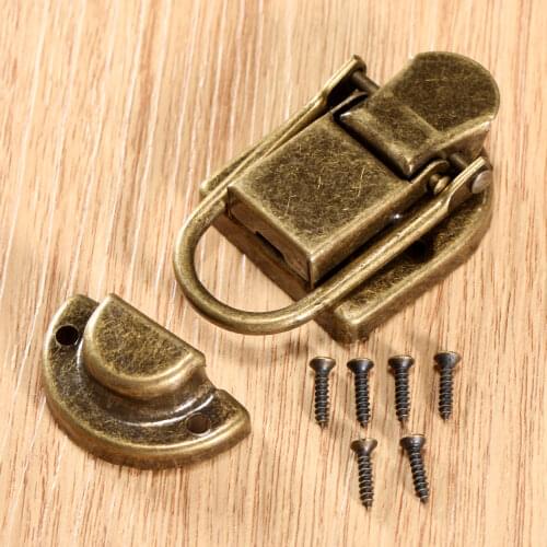 1Pc Antique Lock Wooden Jewelry Box Decorative Padlock 60x34mm Metal Hasps Latch With Screw Vintage Furniture Hardware