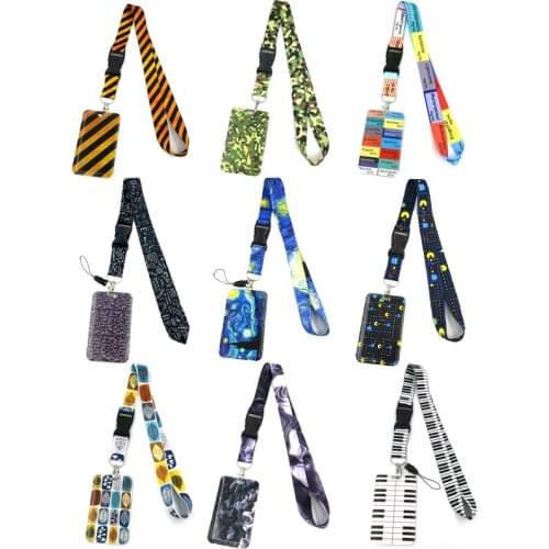 Fashion Lanyards ID Badge Holder Bus Pass Case Cover Slip Bank Credit Cards Holder Strap Cards Holders