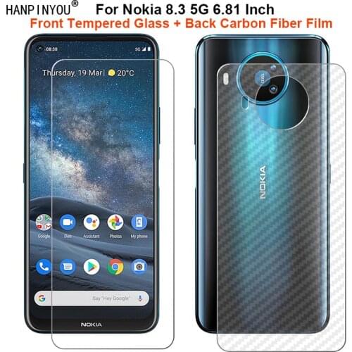 For Nokia 8.3 5G 6.81" 1 Set = Soft Back Carbon Fiber Film + Ultra Thin Premium Tempered Glass Front Screen Protector